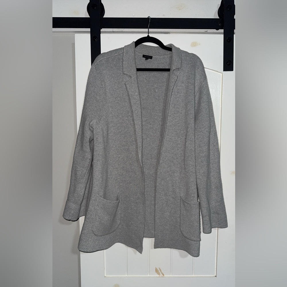 Talbots Wool Blend Grey Cardigan Size XL